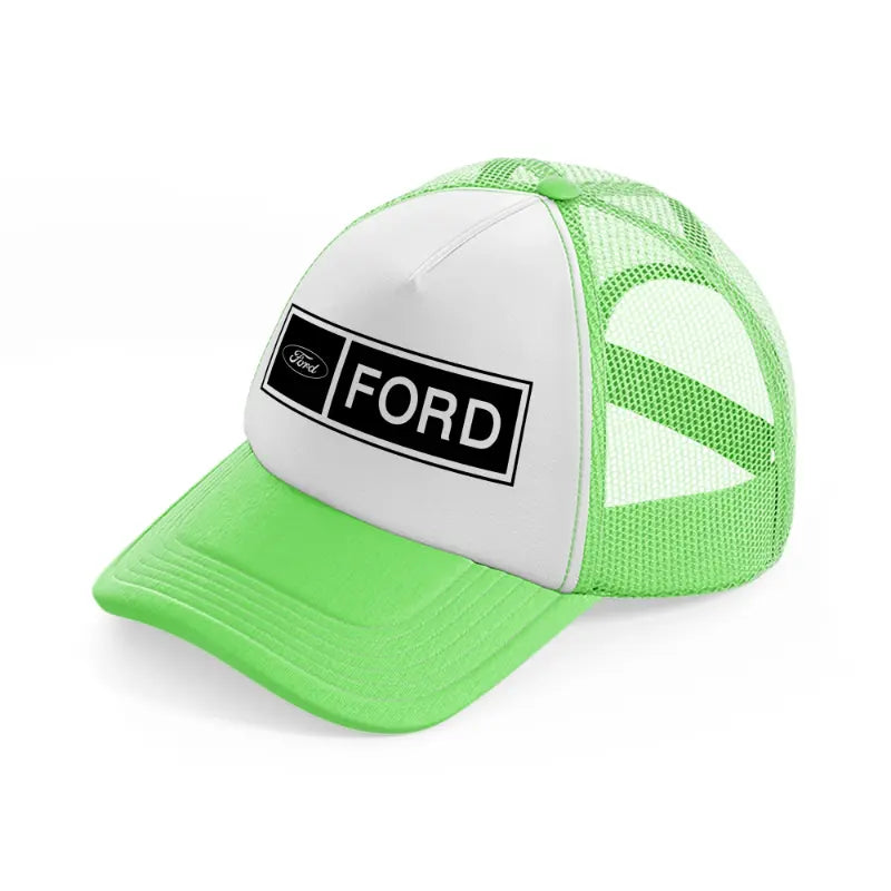 ford b&w-lime-green-trucker-hat
