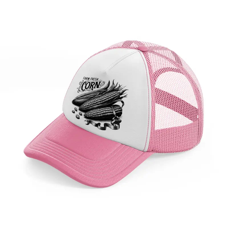 farm fresh corn-pink-and-white-trucker-hat