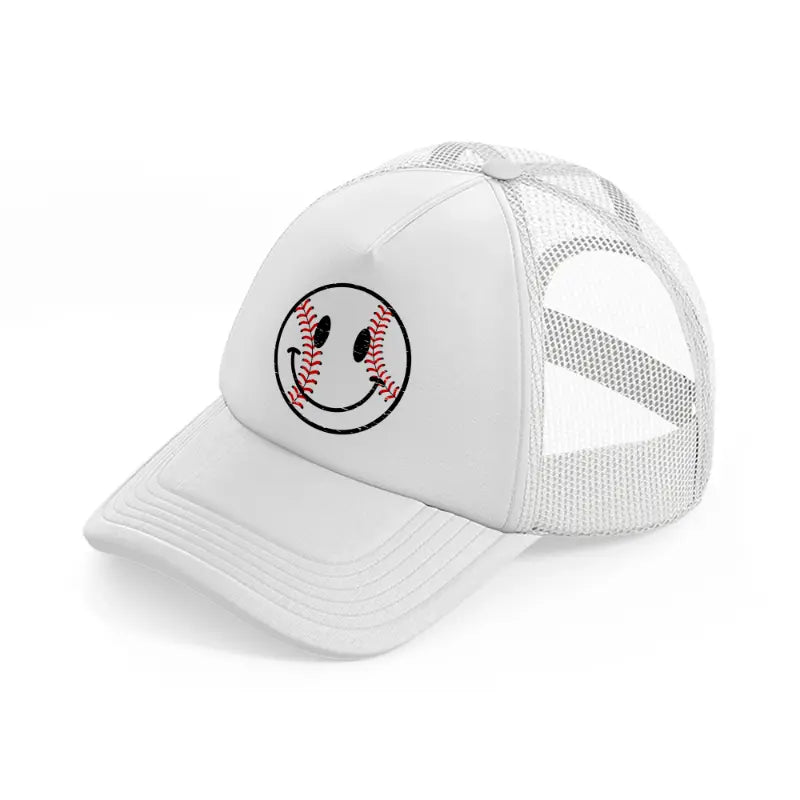 smiley baseball-white-trucker-hat