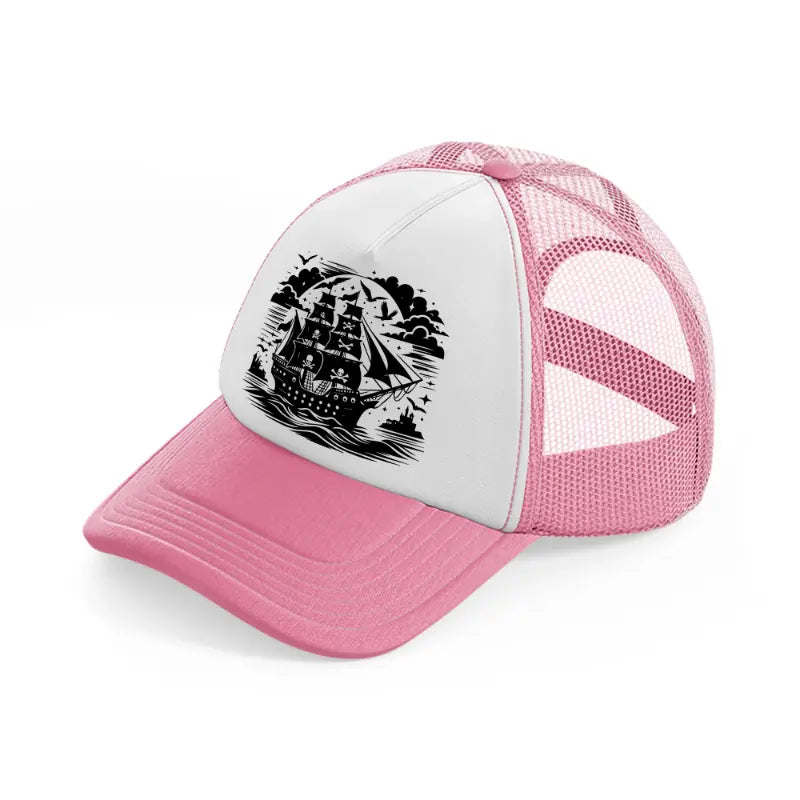 ship black pink and white trucker hat