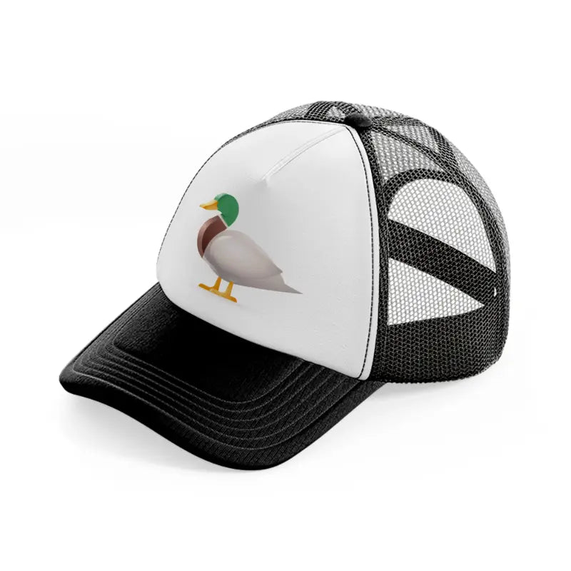 042 duck black and white trucker hat