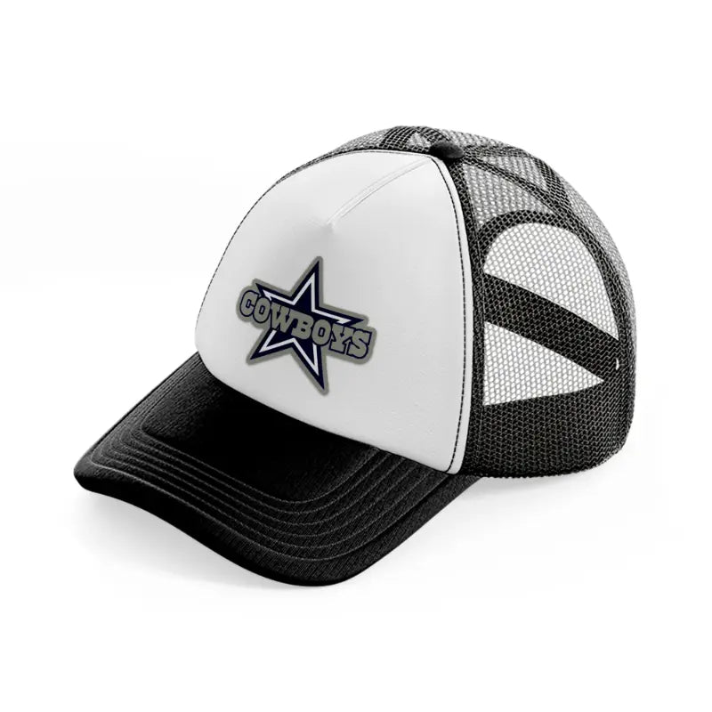 dallas cowboys logo-black-and-white-trucker-hat