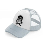 dark skull with helmet art-grey-trucker-hat