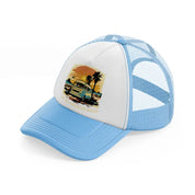 let the adventure begin sky blue trucker hat