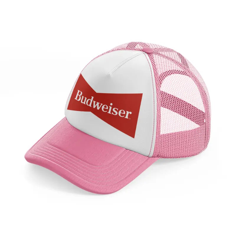 old budweiser-pink-and-white-trucker-hat