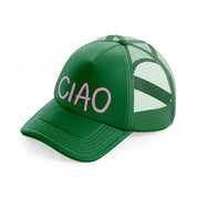 pink ciao-green-trucker-hat
