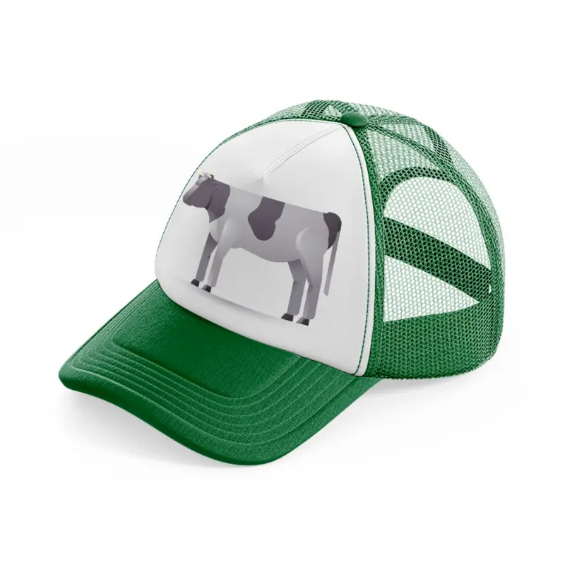 037 cow green and white trucker hat