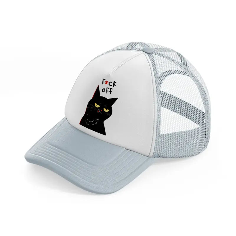 fuck off cat-grey-trucker-hat