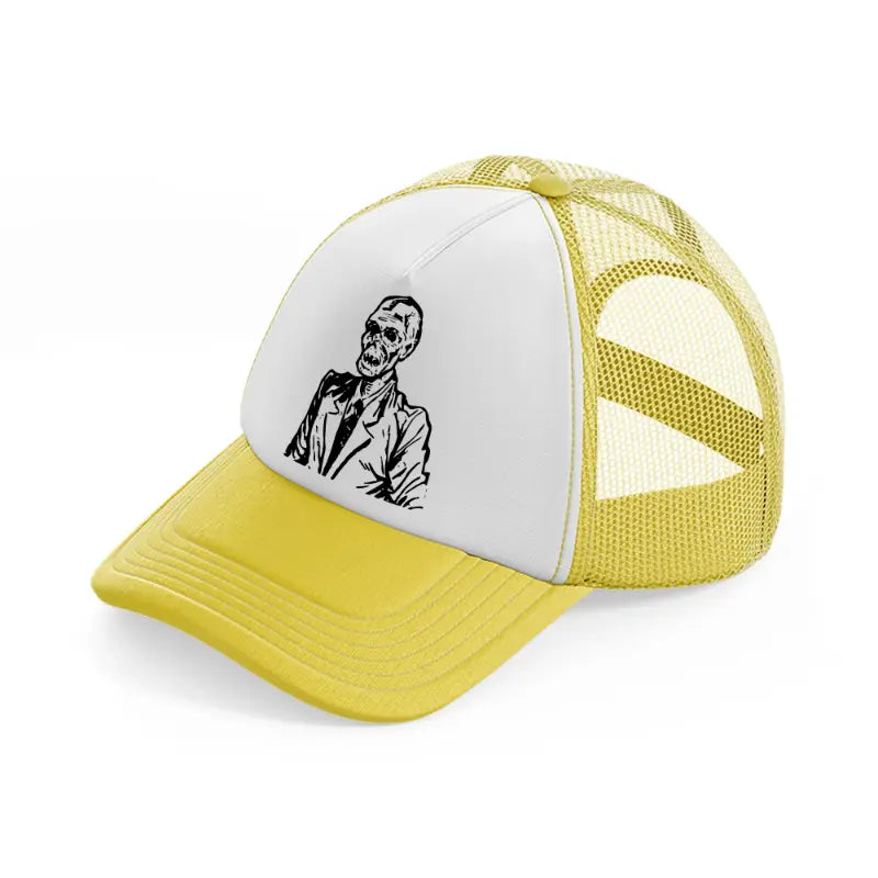 zombie in suit-yellow-trucker-hat