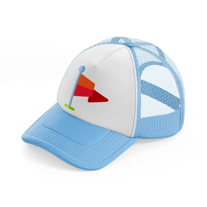 red flag-sky-blue-trucker-hat