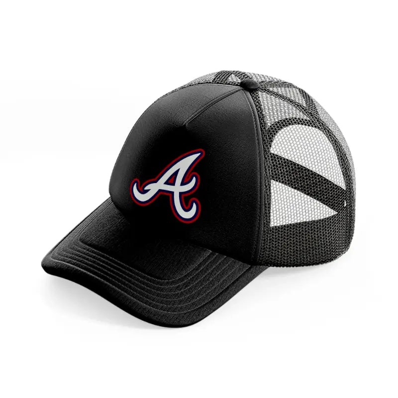 atlanta braves emblem black trucker hat