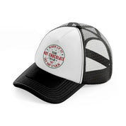 warm up at the hot chocolate bar sit sip enjoy-black-and-white-trucker-hat