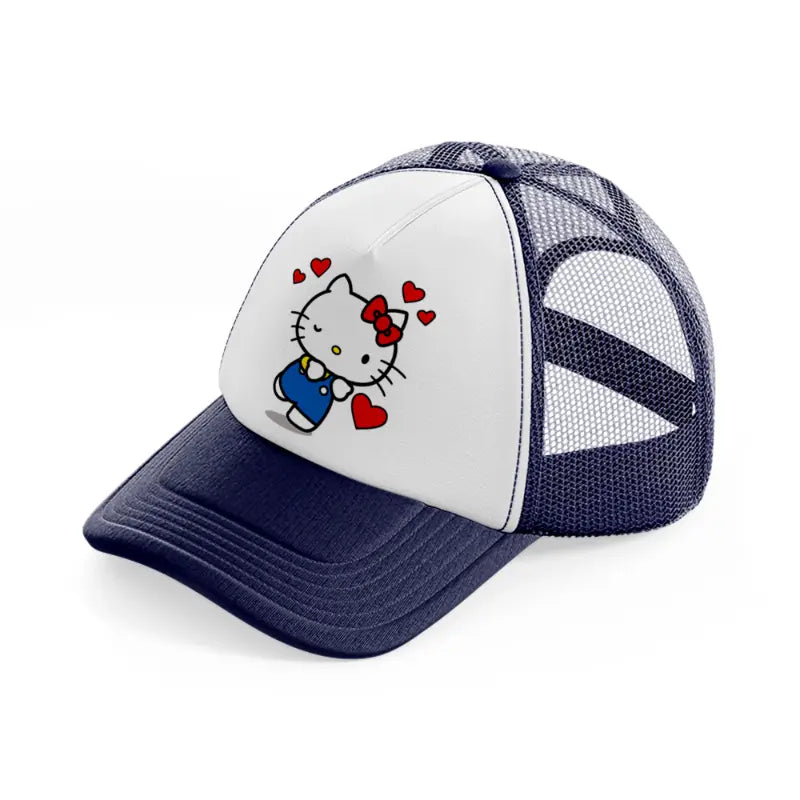 hello kitty wink navy blue and white trucker hat