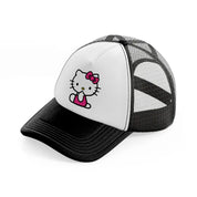 hello kitty curious black and white trucker hat