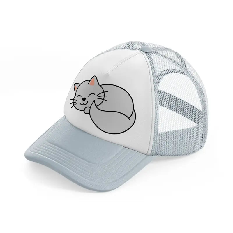 fluffy cat grey trucker hat