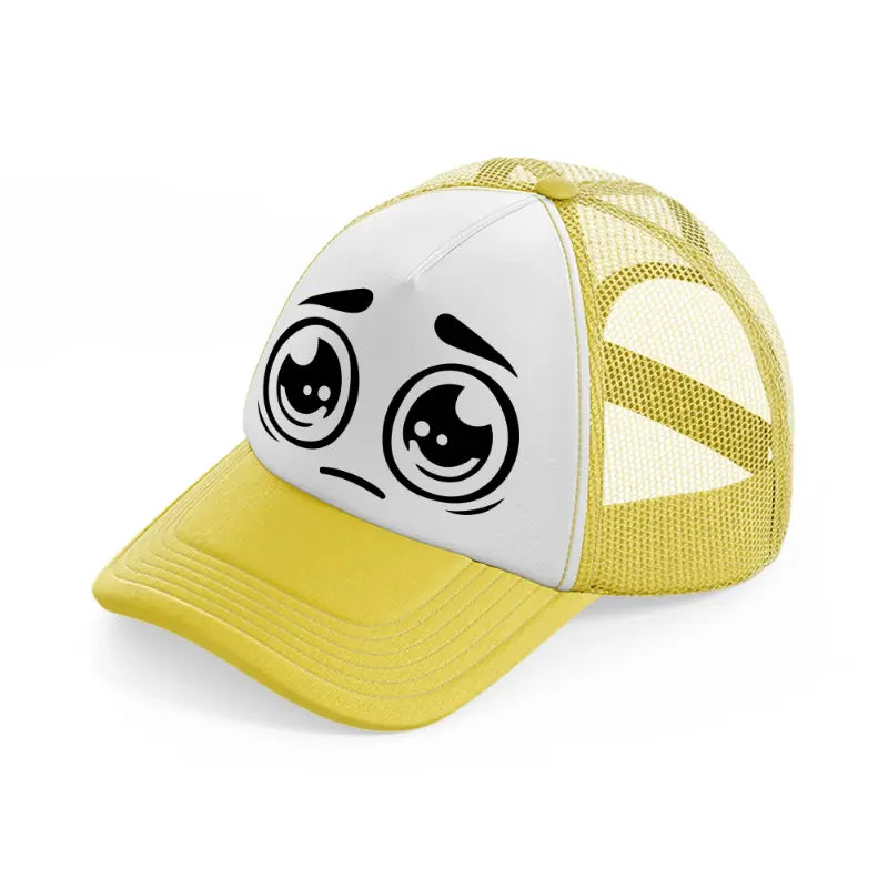 crying face-yellow-trucker-hat