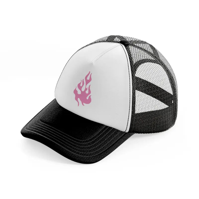 pink flames-black-and-white-trucker-hat