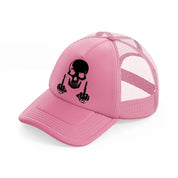 skull head middle finger-pink-trucker-hat