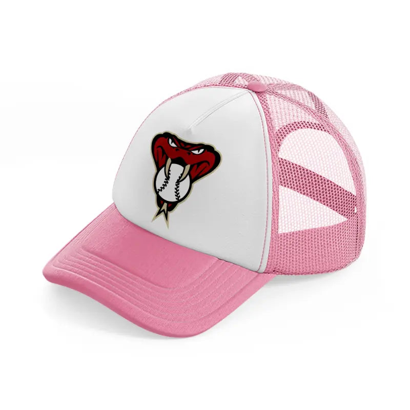 arizona diamondbacks emblem pink and white trucker hat