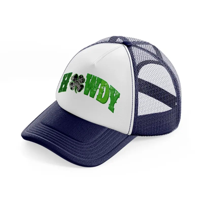 howdy clover-navy-blue-and-white-trucker-hat