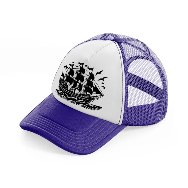 black ship-purple-trucker-hat