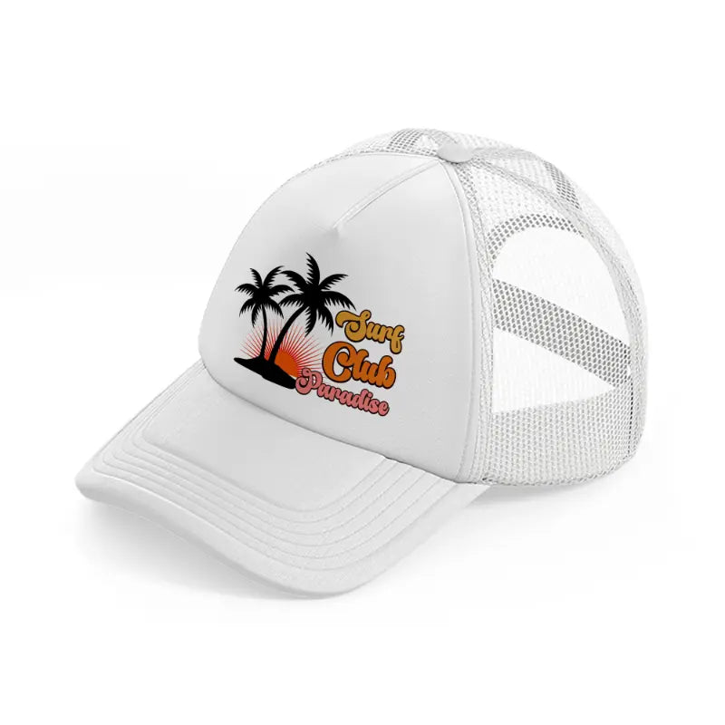 surf club paradise-white-trucker-hat