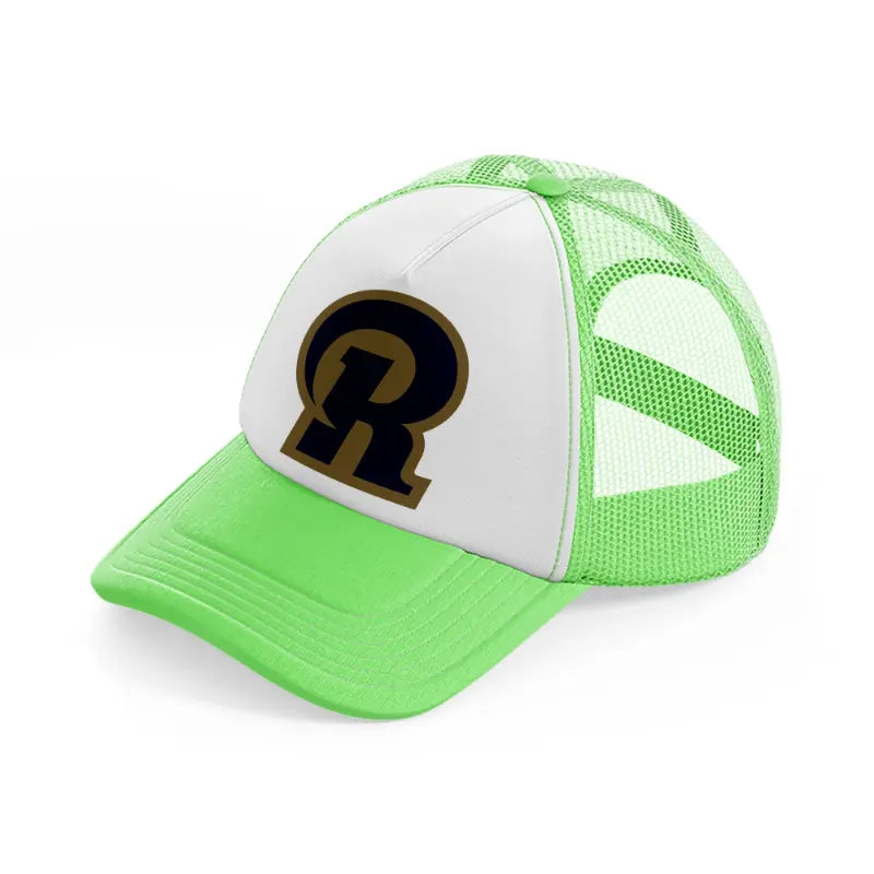 r from los angeles rams-lime-green-trucker-hat