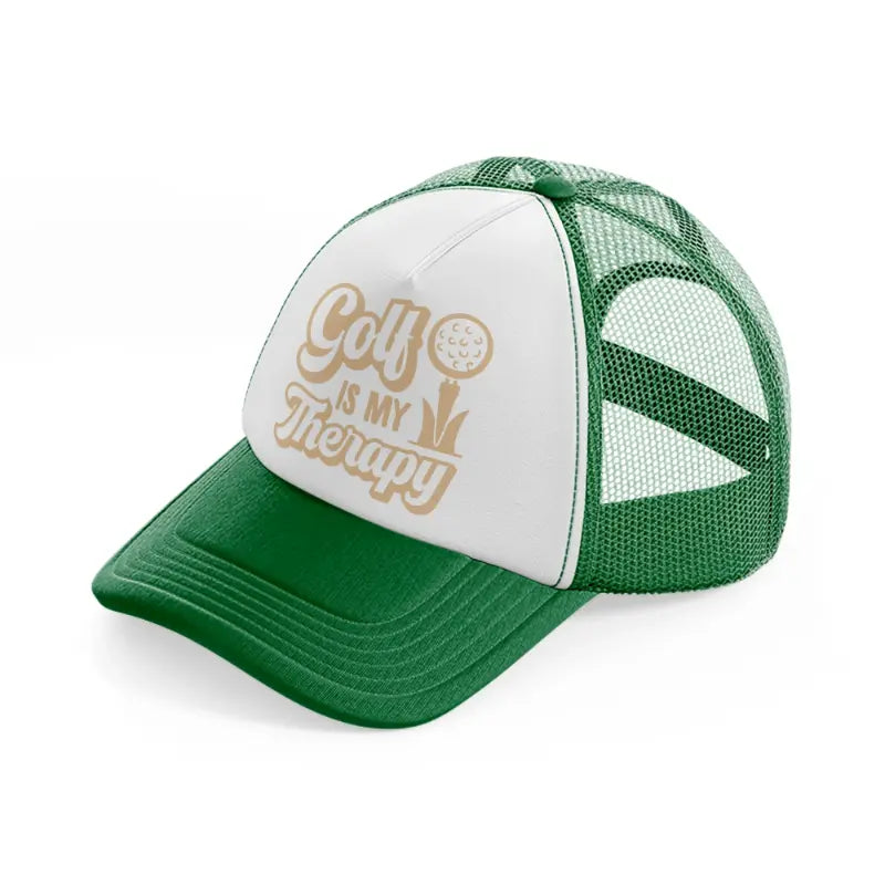 golf is my therapy-green-and-white-trucker-hat