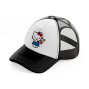 hello kitty puppet black and white trucker hat