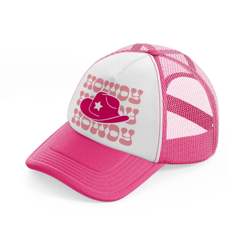 howdy star hat-neon-pink-trucker-hat