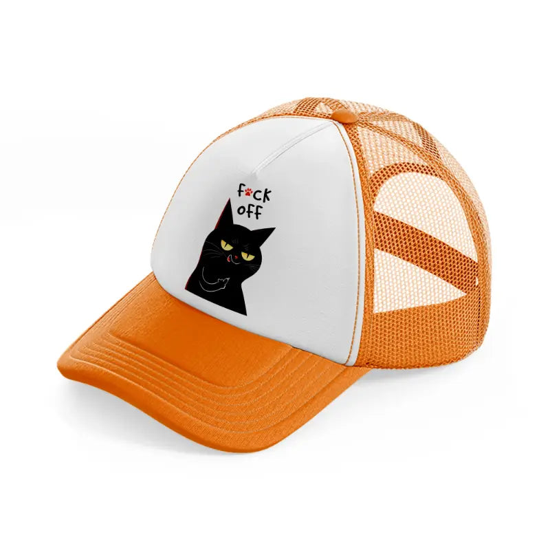 fuck off cat-orange-trucker-hat