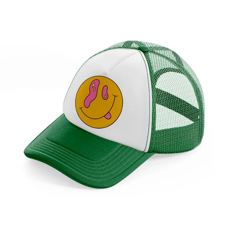 trippy smile-green-and-white-trucker-hat