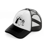 golfer b&w.-black-and-white-trucker-hat