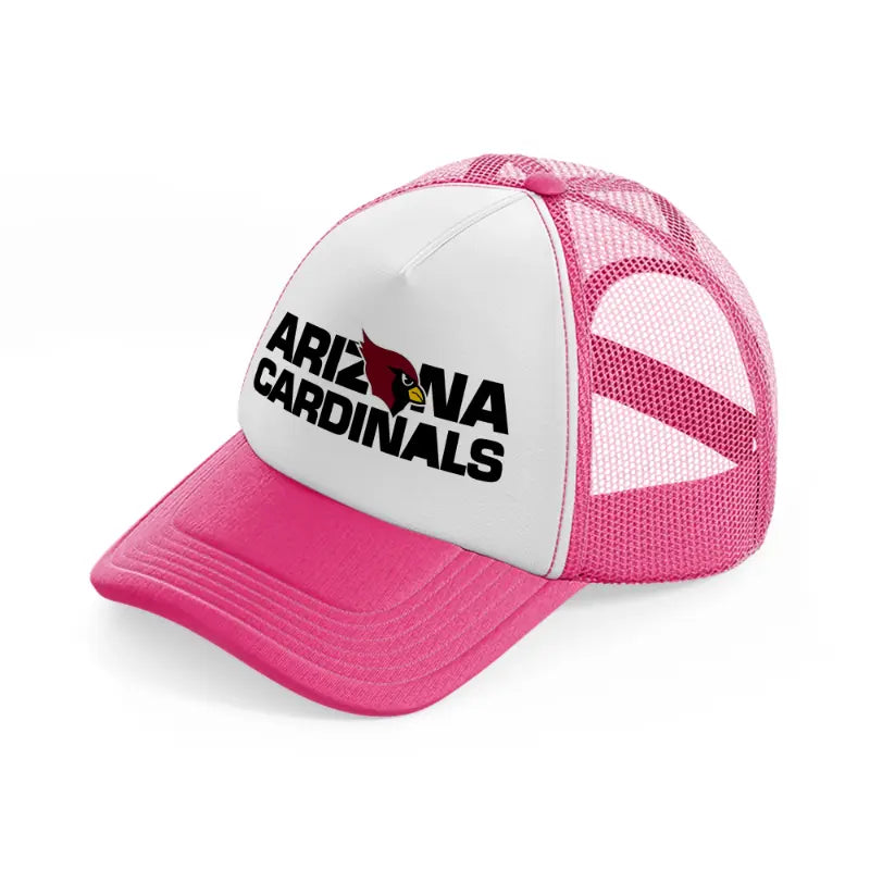 arizona cardinals text with logo-neon-pink-trucker-hat