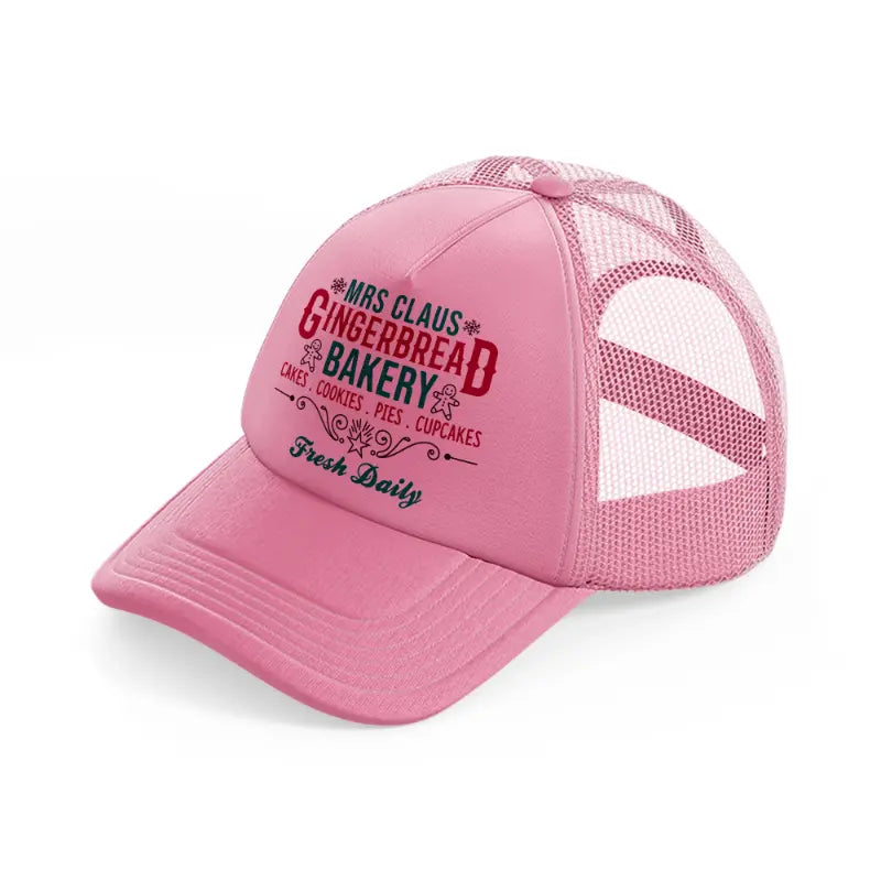 mrs claus gingerbread bakery fresh daily-pink-trucker-hat