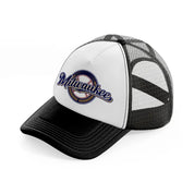 milwaukee brewers black and white trucker hat