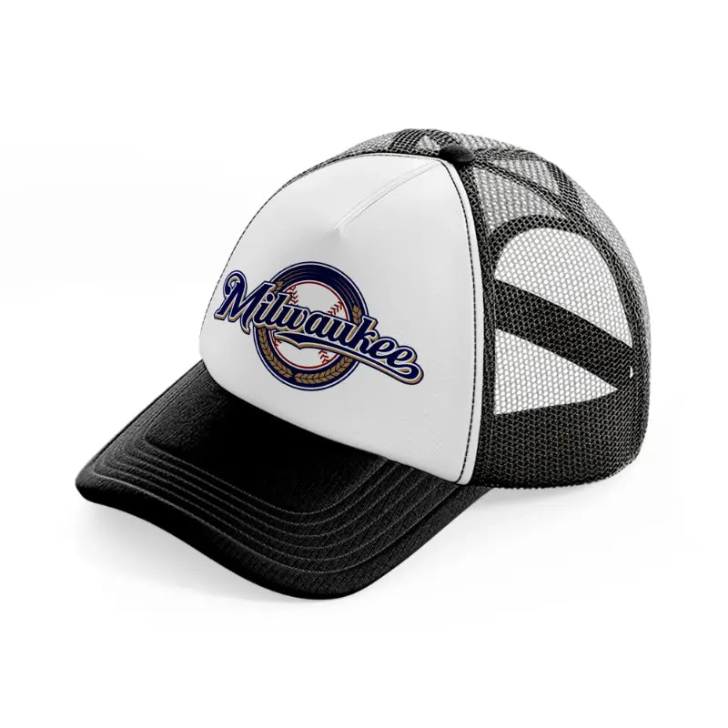 milwaukee brewers-black-and-white-trucker-hat