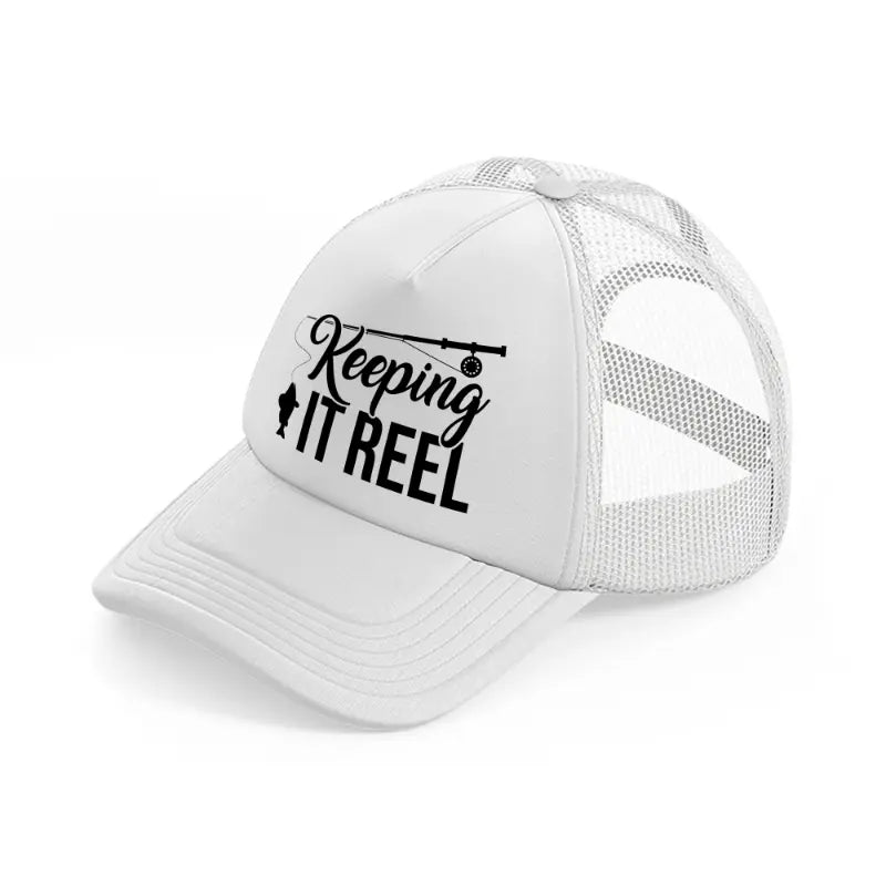 keeping it reel-white-trucker-hat