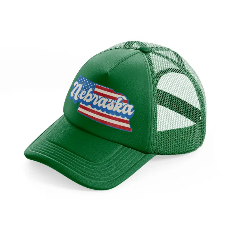 nebraska flag-green-trucker-hat