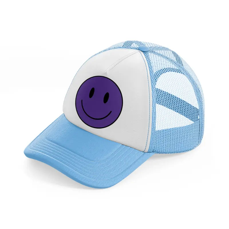 happy face purple-sky-blue-trucker-hat