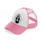 witch pink and white trucker hat