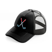 golf sticks sign black trucker hat