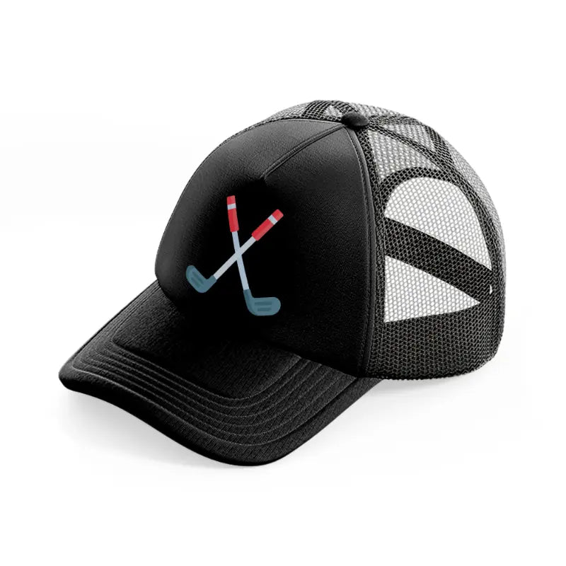 golf sticks sign-black-trucker-hat