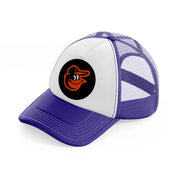 baltimore orioles black badge purple trucker hat