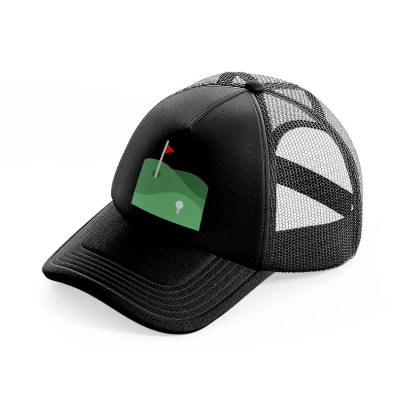 golf course flag-black-trucker-hat