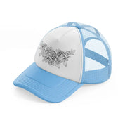 rose tattoo sky blue trucker hat