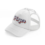 player white trucker hat