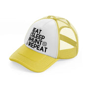 eat sleep hunt repeat target-yellow-trucker-hat