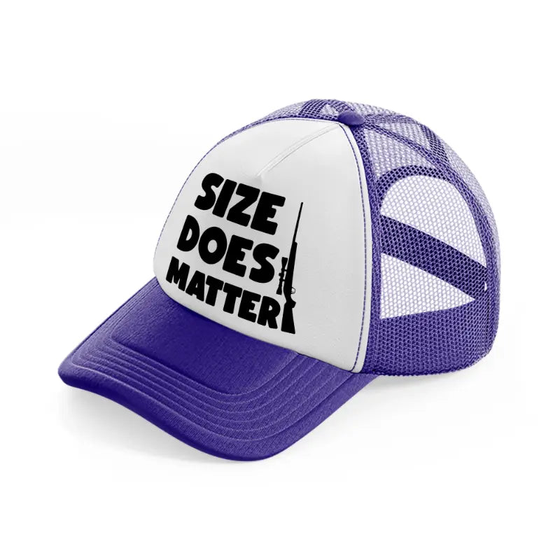 size does matter bold-purple-trucker-hat