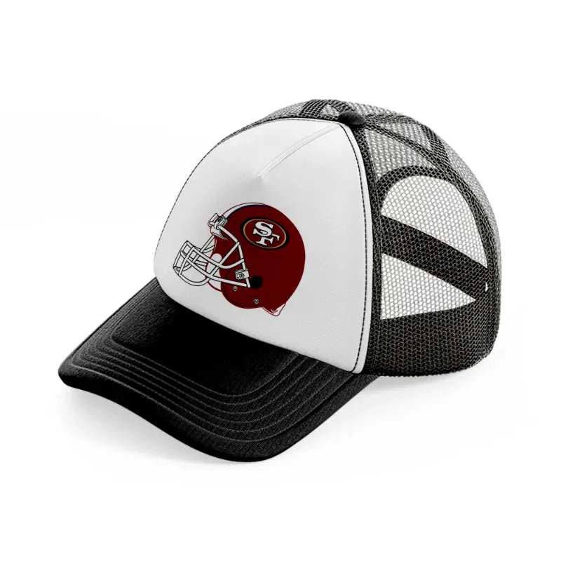 49ers red helmet-black-and-white-trucker-hat
